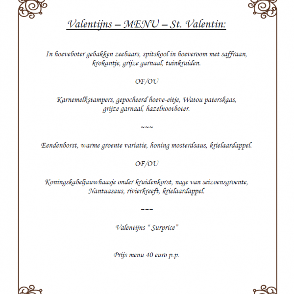 valentijnsmenu Den Heksestoel