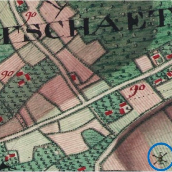 Wijtschate molen Deconinck Ferraris kaart