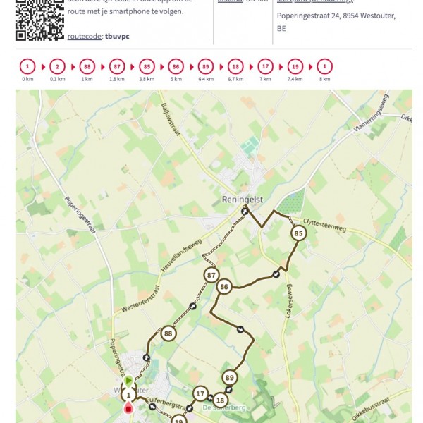 De Meersen Westouter wandelkaart 6 km