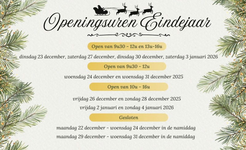 Openingsuren Eindejaar 2025